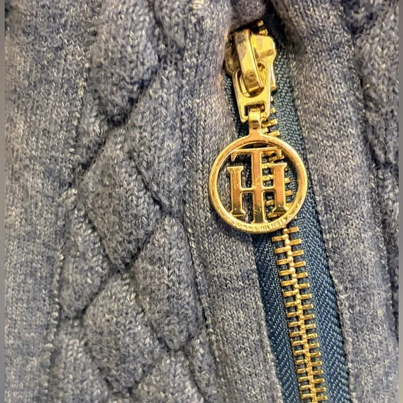 Tommy Hilfiger vintage Blue Quilted Longsleeve sweater Sz Medium - Picture 4 of 7
